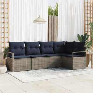 vidaXL Set de canapea 5 pcs Gri poliratan imagine