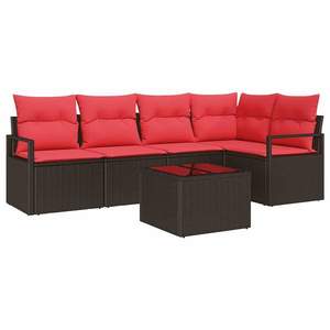 vidaXL Set de canapea 6 pcs Maro poliratan imagine