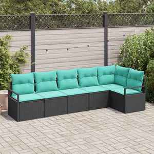 vidaXL Set de canapea 6 pcs Negru poliratan imagine