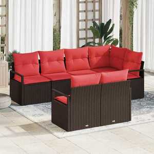 vidaXL Set de canapea 7 pcs Maro poliratan imagine