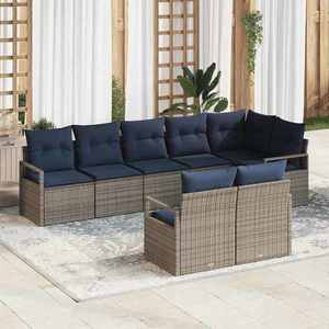 vidaXL Set de canapea 8 pcs Gri poliratan imagine