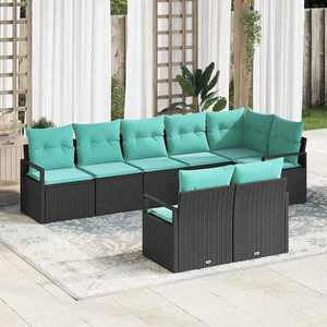 vidaXL Set de canapea 8 pcs Negru poliratan imagine