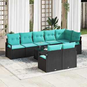 vidaXL Set de canapea 9 pcs Negru poliratan imagine