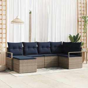 vidaXL Set de canapea cu pernă 6 pcs Gri poliratan imagine
