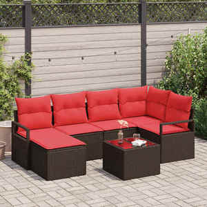vidaXL Set de canapea 7 pcs Maro poliratan imagine