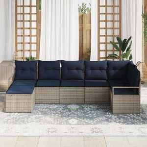 vidaXL Set de canapea 7 pcs Gri poliratan imagine