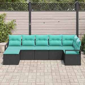 vidaXL Set de canapea cu pernă 7 pcs Negru poliratan imagine