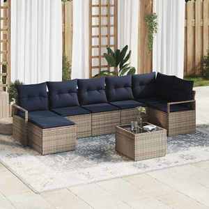 vidaXL Set de canapea cu pernă 8 pcs Gri poliratan imagine