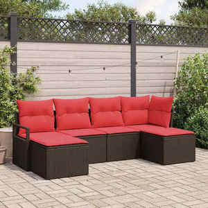 vidaXL Set de canapea 6 pcs Maro poliratan imagine