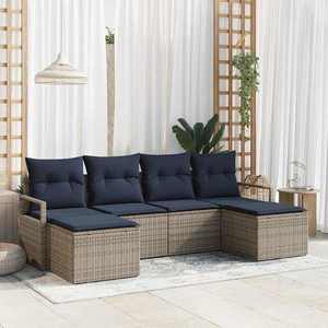 vidaXL Set de canapea 6 pcs Gri poliratan imagine