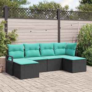 vidaXL Set de canapea 6 pcs Negru poliratan imagine