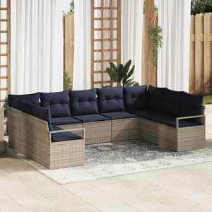 vidaXL Set de canapea cu pernă 7 pcs Gri poliratan imagine