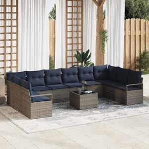 vidaXL Set de canapea 11 pcs Gri poliratan imagine