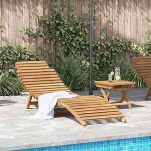 vidaXL Șezlong 2 pcs Maro 198 x 55 x 58, 5 cm Lemn solid de tec imagine