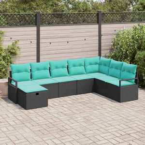 vidaXL Set de canapea cu pernă cu depozitare 8 pcs Negru poliratan imagine