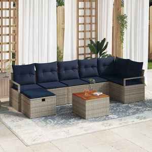 vidaXL Set de canapele pentru grădină cu pernă 8 pcs Gri poliratan imagine