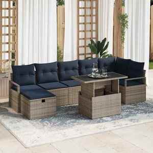 vidaXL Set de canapele pentru grădină cu pernă 8 pcs Gri Rattan poli imagine