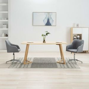 vidaXL Scaune de bucătărie pivotante, 2 buc., gri deschis, textil imagine
