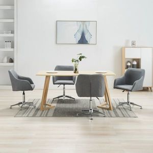 vidaXL Scaune de bucătărie pivotante, 4 buc., gri deschis, textil imagine