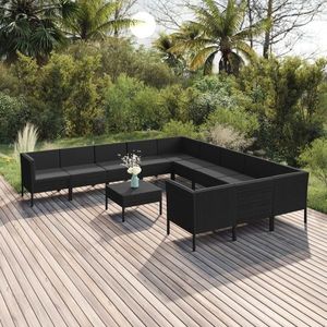 vidaXL Set mobilier de grădină cu perne, 12 piese, negru, poliratan imagine