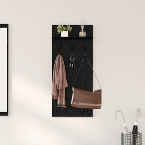 vidaXL Răcător de paltoane montat pe perete cu raft Stejar Negru imagine