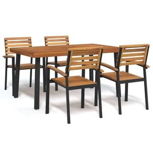vidaXL Set mobilier de grădină, 5 piese, lemn masiv de acacia și metal imagine