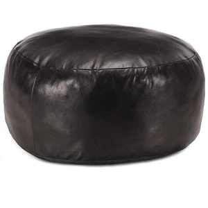 vidaXL Fotoliu puf, negru, 60 x 30 cm, piele naturală de capră imagine