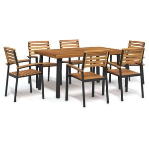 vidaXL Set mobilier de grădină, 7 piese, lemn masiv de acacia și metal imagine