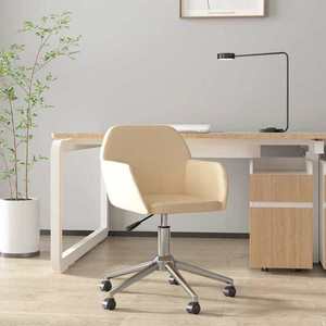 vidaXL Scaun de birou pivotant, crem, material textil imagine
