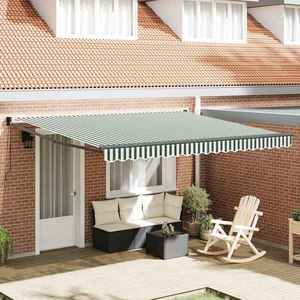 vidaXL Cortina Retractabilă Manual Verde și alb 400 × 300 cm imagine