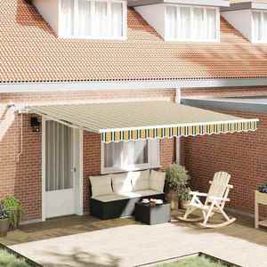 vidaXL Cortina Retractabilă Verde și galben 400 × 350 cm imagine