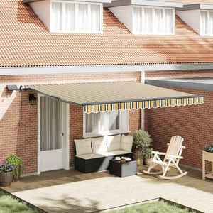 vidaXL Cortina Retractabilă Verde și galben 400 × 350 cm țesătură imagine