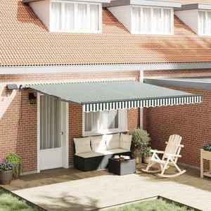 vidaXL Cortina Retractabilă Verde și alb 400 ×300 cm țesătură imagine