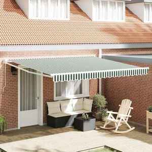 vidaXL Cortina Retractabilă Manual Verde și alb 400 × 300 cm imagine
