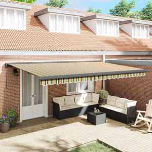 vidaXL Cortina Retractabilă Verde și galben 500 × 300 cm imagine