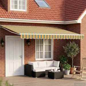 vidaXL Copertină retractabilă manuală Verde și galben 5 x 3 m imagine