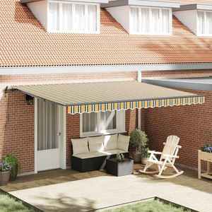 vidaXL Cortina Retractabilă Verde și galben 450 × 350 cm imagine