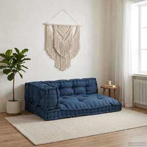vidaXL Perna pentru canapea pe palet 3 pcs Indigo 120 x 80 x 38 cm imagine