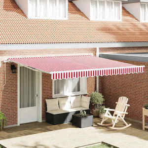 vidaXL Cortina Retractabilă Manual Roșu și Alb 400 × 350 cm imagine