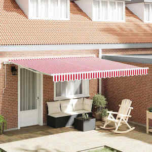 vidaXL Cort electric retractabil Roșu și Alb 400 × 350 cm imagine