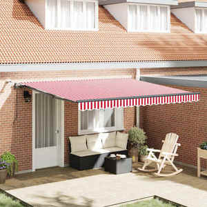 vidaXL Țesătură pentru copertină cu Roșu și Alb 400 × 350 cm Poliester imagine
