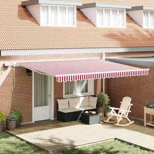 vidaXL Cortina Retractabilă Manual Roșu și Alb 450 × 300 cm imagine