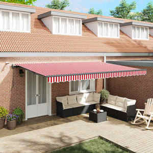vidaXL Țesătură pentru copertină cu Roșu și Alb 500 × 300 cm Poliester imagine