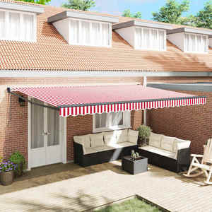 vidaXL Copertină Roșu și Alb 500 x 300 x 165 cm Poliester și metal imagine