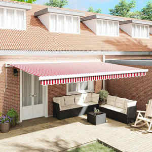 vidaXL Cortina Retractabilă Roșu și Alb 500 × 300 cm Stofă și Metal imagine