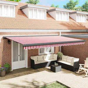 vidaXL Cortina Retractabilă Roșu și Alb 500 × 300 cm Stofă și Metal imagine