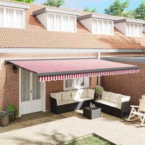 vidaXL Copertină Roșu și Alb 500 x 300 x 165 cm Poliester și Aluminiu imagine