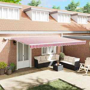 vidaXL Cortina Retractabilă Manual Roșu și Alb 500 × 350 cm imagine