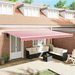 vidaXL Cort electric retractabil Roșu și Alb 500 × 350 cm imagine