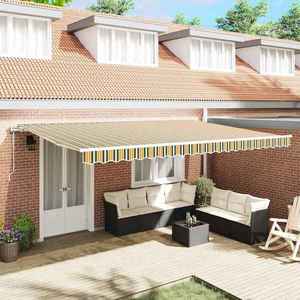 vidaXL Cort electric retractabil Verde și galben 500 × 350 cm imagine